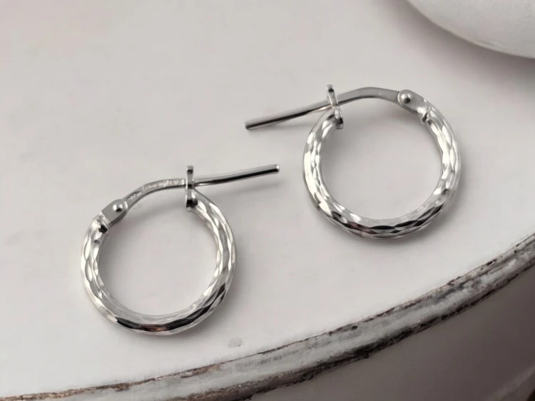 Kolczyki Kółeczka Frezowane srebrne