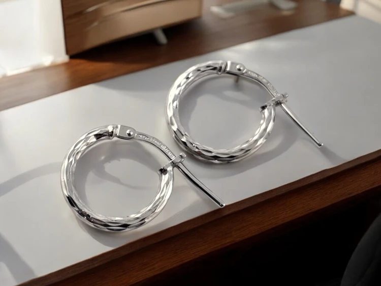 Kolczyki Kółeczka Frezowane srebrne