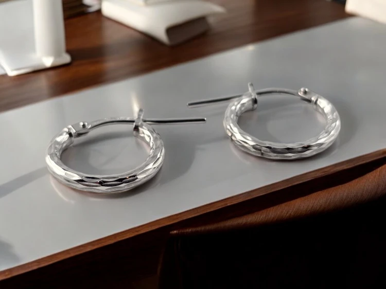 Kolczyki Kółeczka Frezowane srebrne