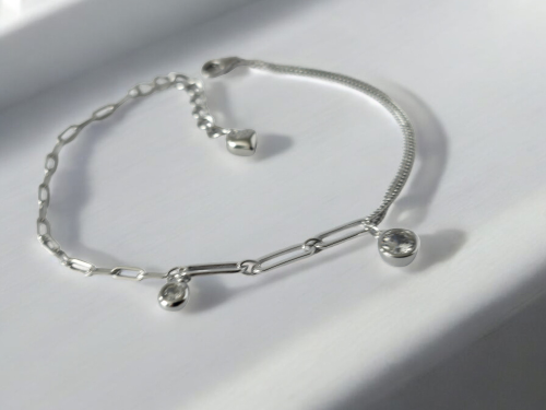 Bransoletka srebrna z cyrkonią