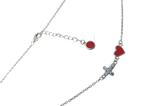 Naszyjnik serce i krzyż