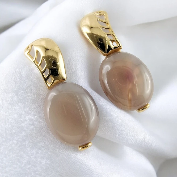 Kolczyki z naturalnym kwarcem dymnym