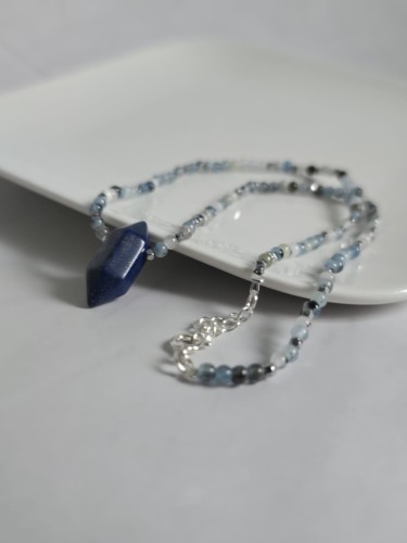 Naszyjnik z lapis lazuli i akwamarynu - MĄDROŚĆ I CZYSTOŚĆ UMYSŁU
