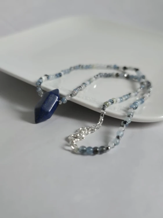 Naszyjnik z lapis lazuli i akwamarynu - MĄDROŚĆ I CZYSTOŚĆ UMYSŁU