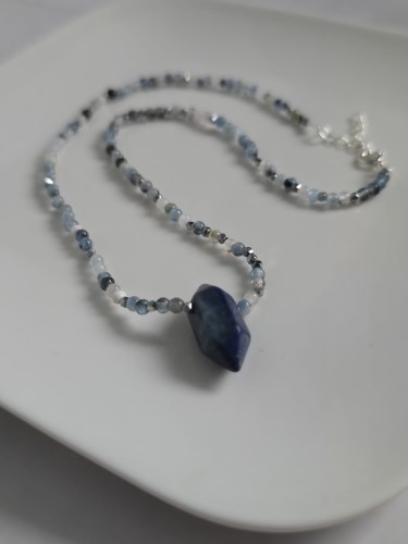 Naszyjnik z lapis lazuli i akwamarynu - MĄDROŚĆ I CZYSTOŚĆ UMYSŁU