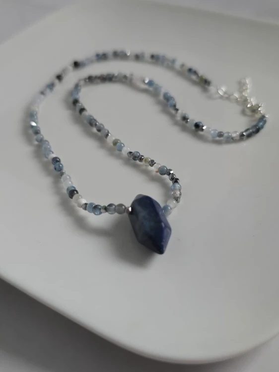 Naszyjnik z lapis lazuli i akwamarynu - MĄDROŚĆ I CZYSTOŚĆ UMYSŁU