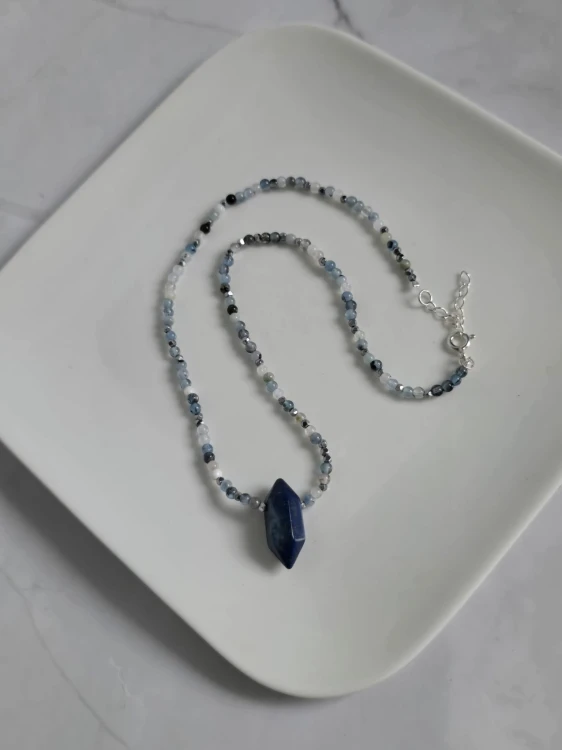 Naszyjnik z lapis lazuli i akwamarynu - MĄDROŚĆ I CZYSTOŚĆ UMYSŁU