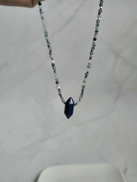 Naszyjnik z lapis lazuli i akwamarynu - MĄDROŚĆ I CZYSTOŚĆ UMYSŁU