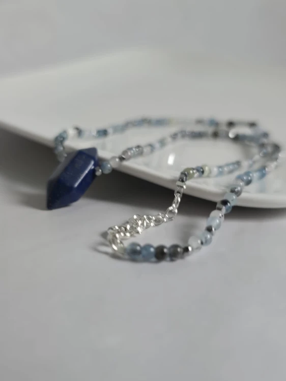 Naszyjnik z lapis lazuli i akwamarynu - MĄDROŚĆ I CZYSTOŚĆ UMYSŁU