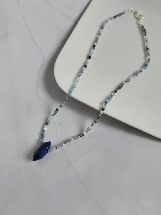 Naszyjnik z lapis lazuli i akwamarynu - MĄDROŚĆ I CZYSTOŚĆ UMYSŁU