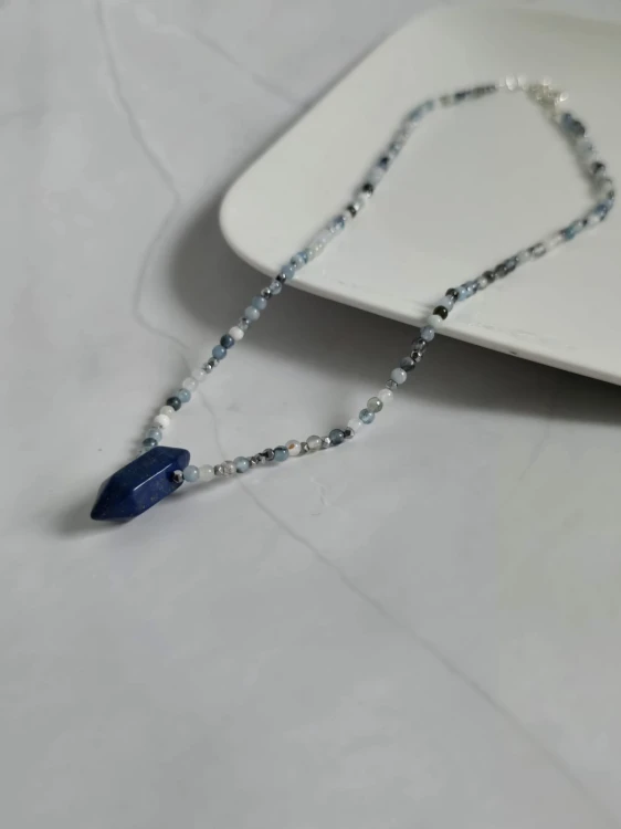 Naszyjnik z lapis lazuli i akwamarynu - MĄDROŚĆ I CZYSTOŚĆ UMYSŁU