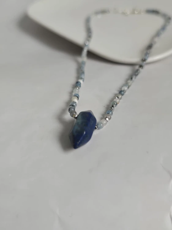 Naszyjnik z lapis lazuli i akwamarynu - MĄDROŚĆ I CZYSTOŚĆ UMYSŁU