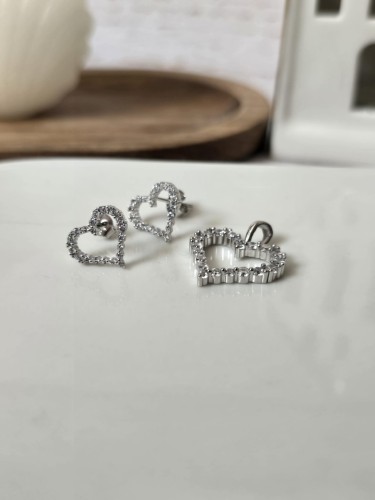 Komplet Serca z Cyrkoniami