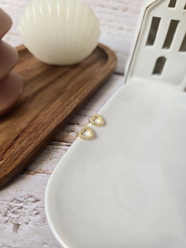 Kolczyki serca złocone z cyrkoniami