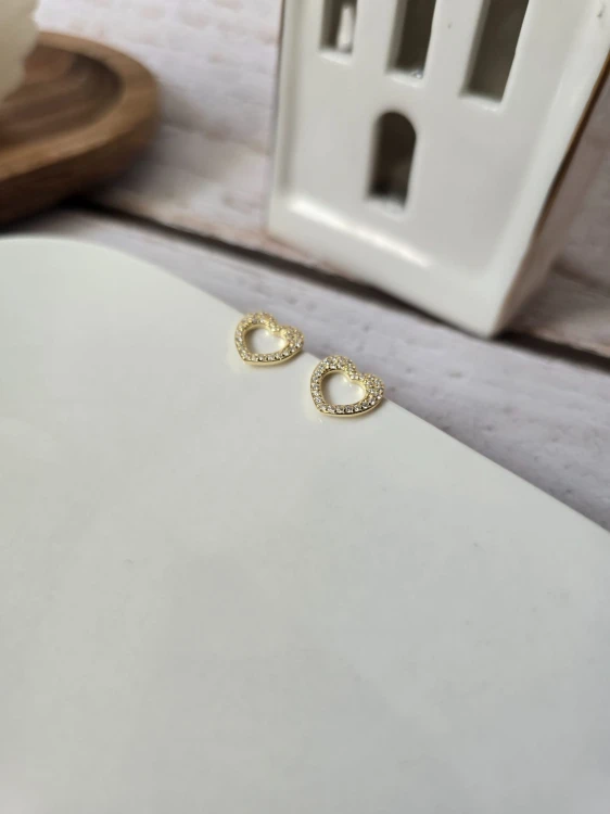 Kolczyki serca złocone z cyrkoniami