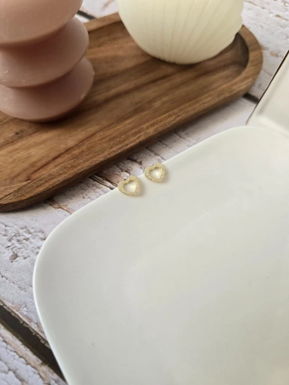 Kolczyki serca złocone z cyrkoniami