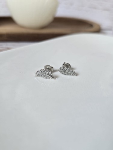 Kolczyki listki z cyrkoniami