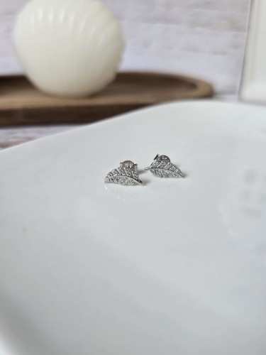 Kolczyki listki z cyrkoniami