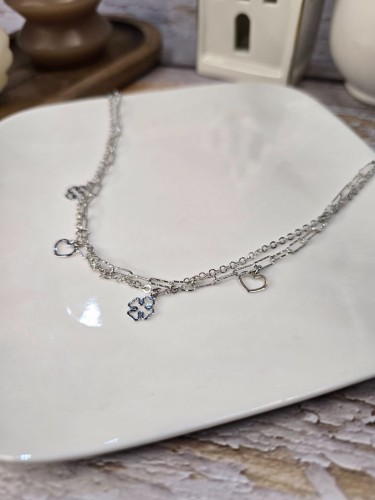 Naszyjnik szczęście i miłość - serce i koniczynka