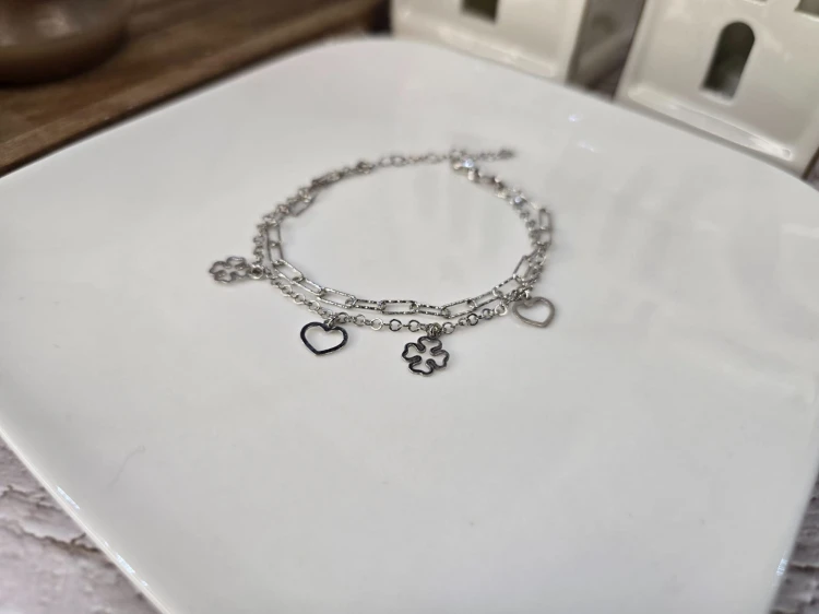 Bransoletka szczęście i miłość - serce i koniczynka