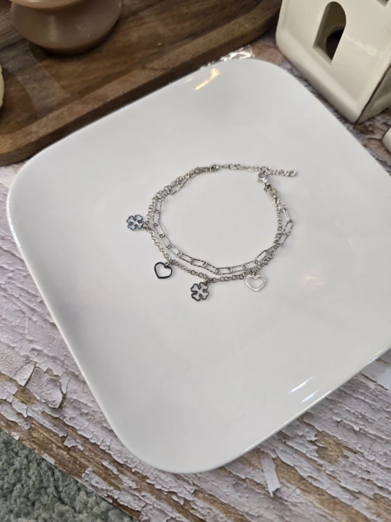 Bransoletka szczęście i miłość - serce i koniczynka