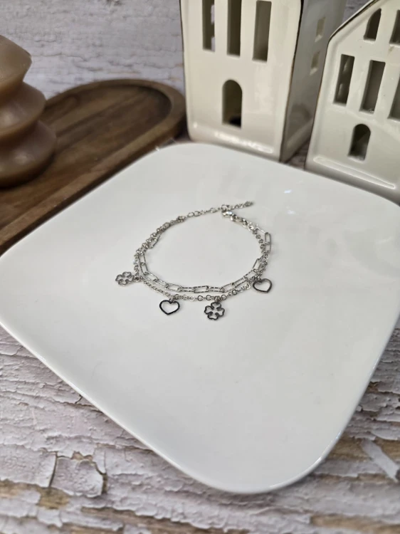 Bransoletka szczęście i miłość - serce i koniczynka