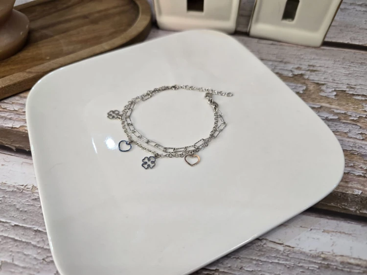 Bransoletka szczęście i miłość - serce i koniczynka