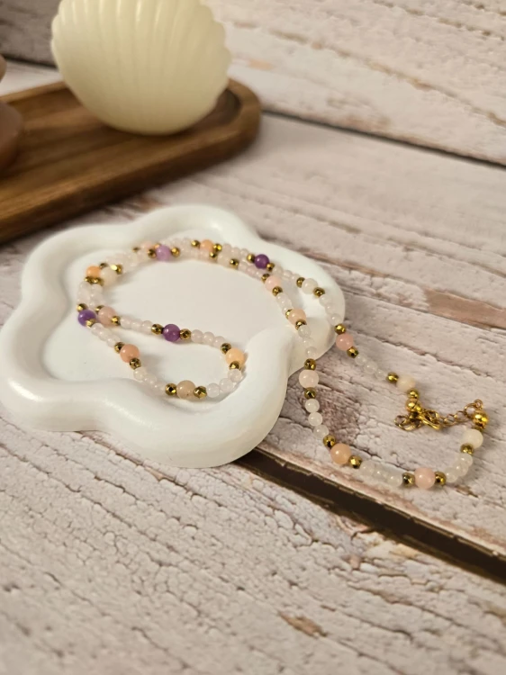 To ja: Pełna Miłości - Naszyjnik z labradorytem, jadeitem i kwarcem różowym