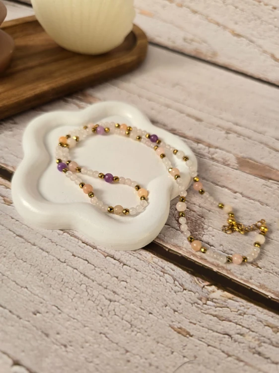 To ja: Pełna Miłości - Naszyjnik z labradorytem, jadeitem i kwarcem różowym