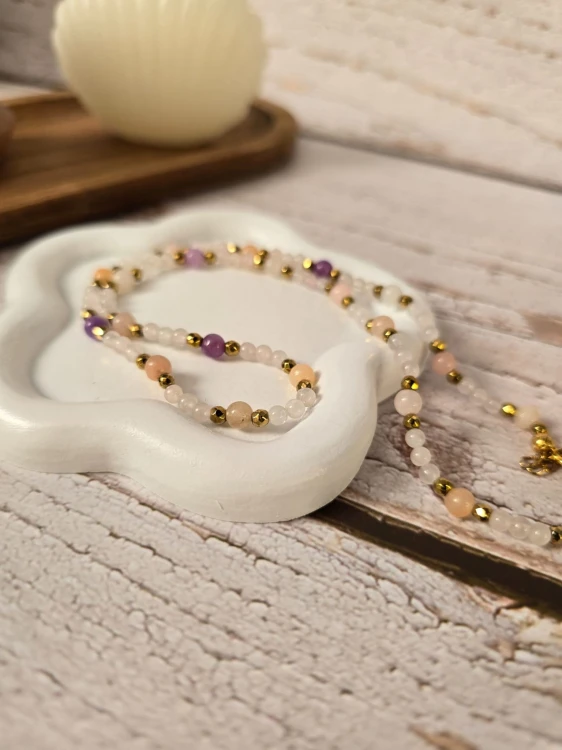 To ja: Pełna Miłości - Naszyjnik z labradorytem, jadeitem i kwarcem różowym