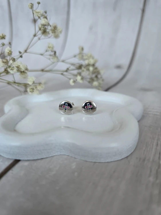 Kolczyki KOLOROWE CYRKONIE SREBRO 925