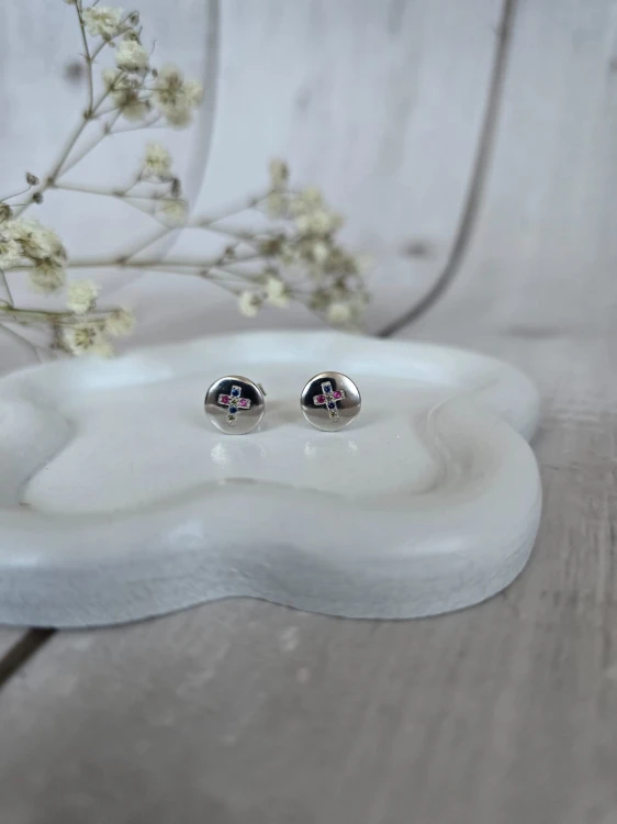 Kolczyki KOLOROWE CYRKONIE SREBRO 925