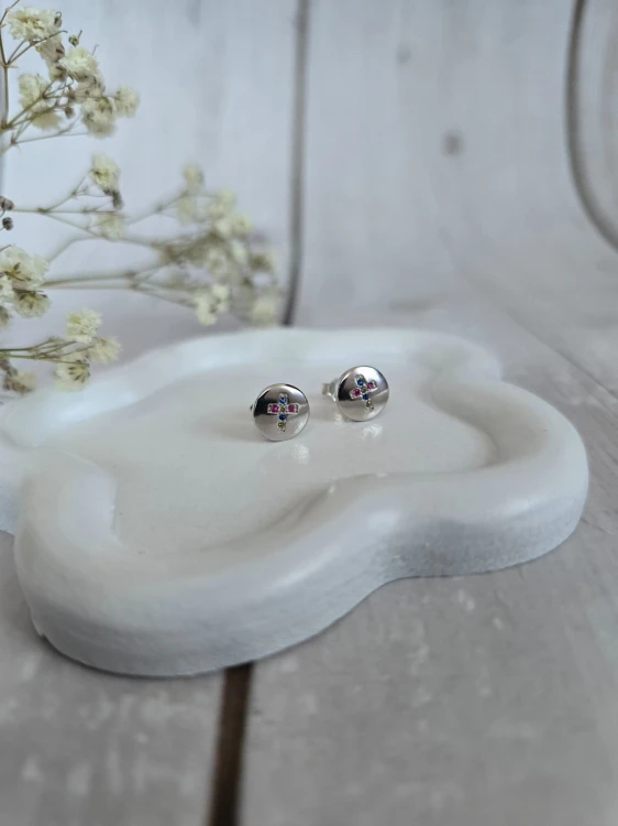 Kolczyki KOLOROWE CYRKONIE SREBRO 925