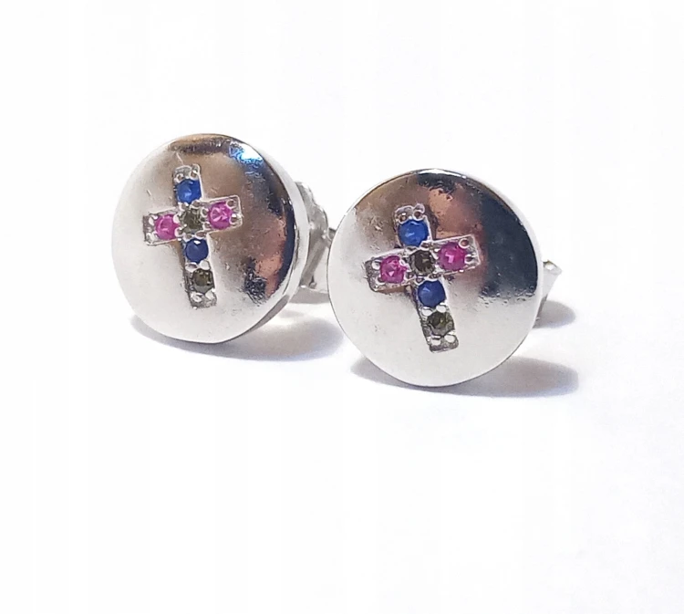 Kolczyki KOLOROWE CYRKONIE SREBRO 925