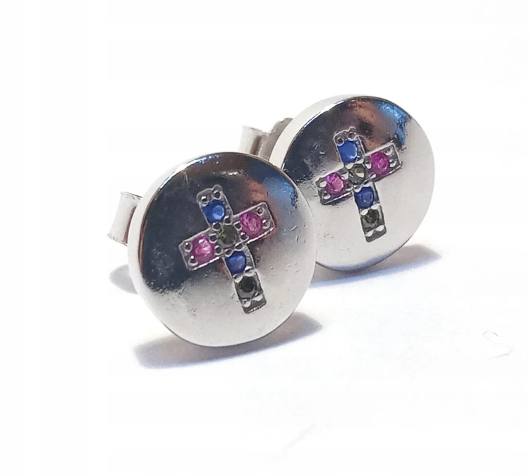 Kolczyki KOLOROWE CYRKONIE SREBRO 925