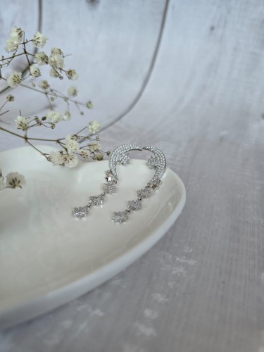 KOLCZYKI DŁUGIE KSIĘŻYC I GWIAZDY SREBRNE SREBRO 925