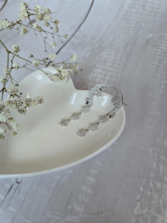 KOLCZYKI DŁUGIE KSIĘŻYC I GWIAZDY SREBRNE SREBRO 925