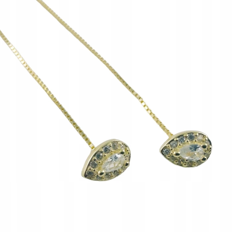 KOLCZYKI PRZECIĄGANE ŁEZKA SREBRNE SREBRO 925