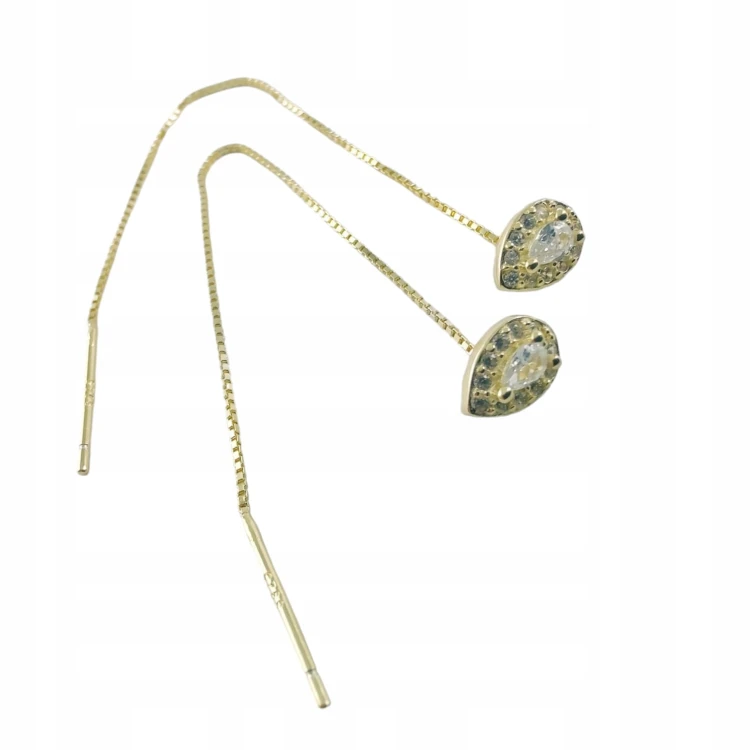 KOLCZYKI PRZECIĄGANE ŁEZKA SREBRNE SREBRO 925