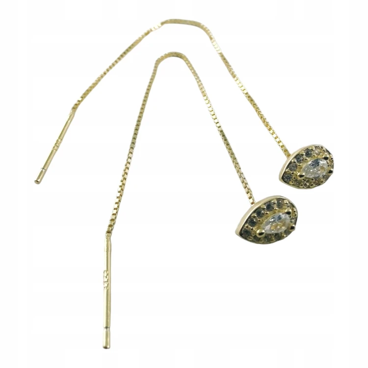 KOLCZYKI PRZECIĄGANE ŁEZKA SREBRNE SREBRO 925