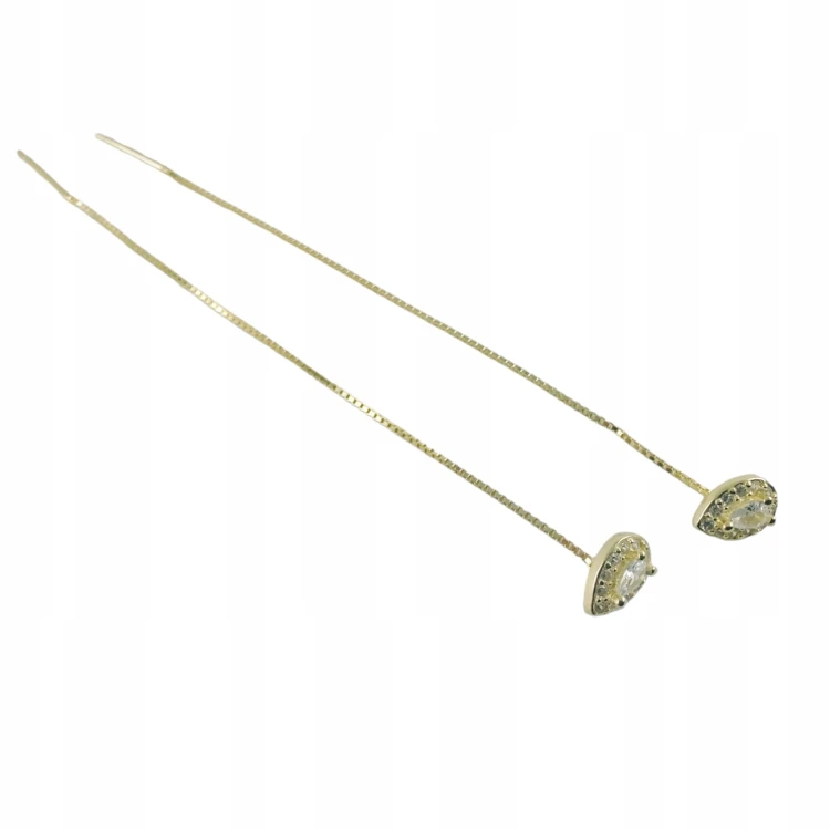 KOLCZYKI PRZECIĄGANE ŁEZKA SREBRNE SREBRO 925