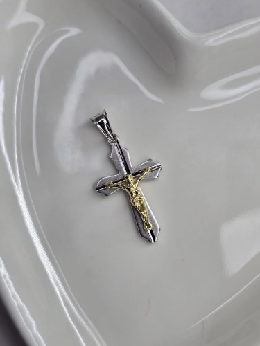 Krzyżyk srebro 925 ze złoceniem
