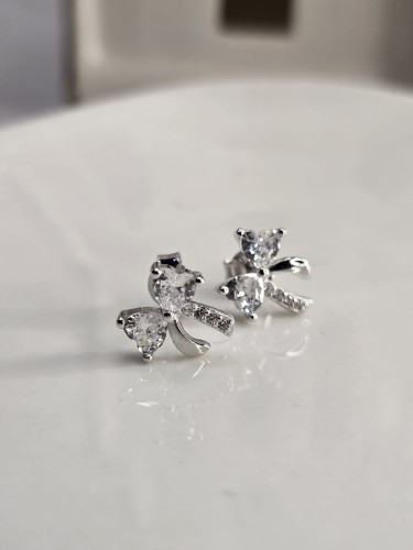 Kolczyki kokardki z cyrkoniami