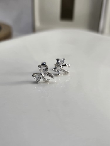 Kolczyki kokardki z cyrkoniami