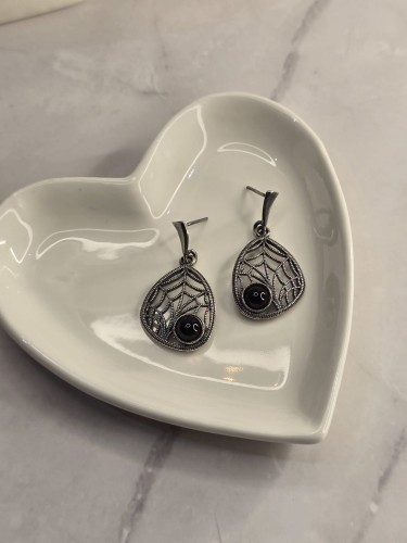 Kolczyki Pajęcza Sieć z czarnym kamieniem