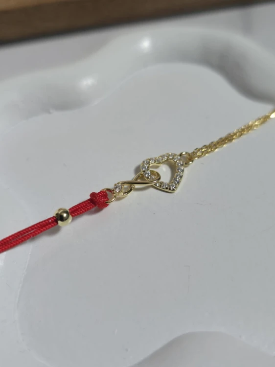 Bransoletka na sznurku z sercem i nieskończonością