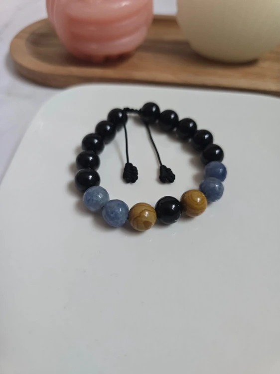 Meska bransoletka z jaspisem drzewnym, onyksem i awenturynem