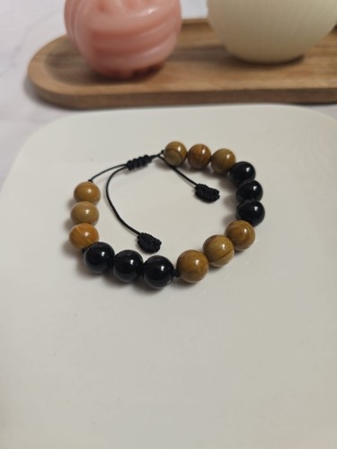 Męska bransoletka z jaspisem drzewnym i onyksem