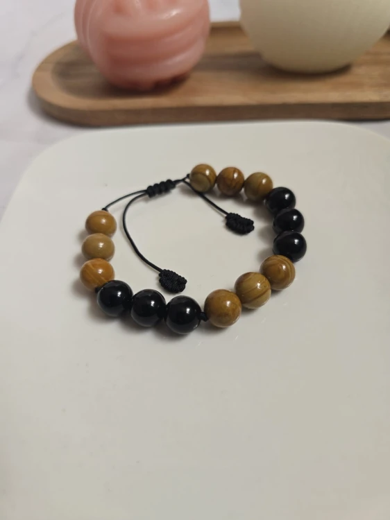 Męska bransoletka z jaspisem drzewnym i onyksem