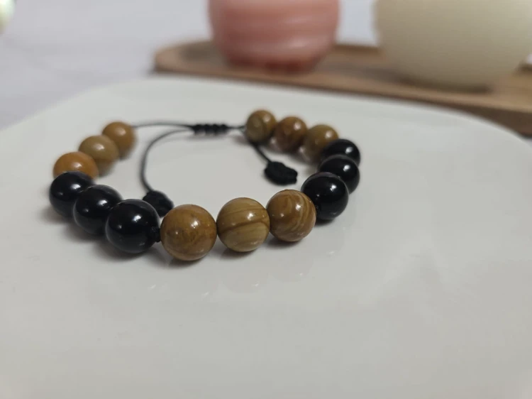 Męska bransoletka z jaspisem drzewnym i onyksem